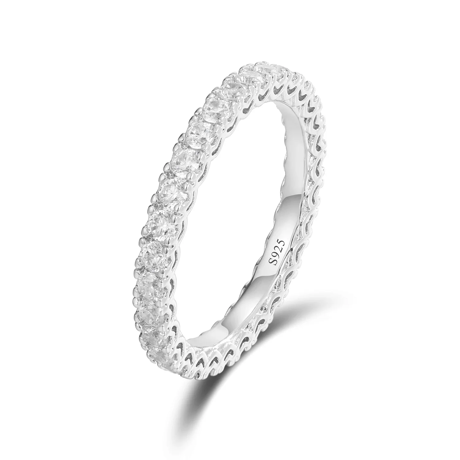 MOISSANITE DIAMOND BAND RING IN STERLING SILVER - Image 3