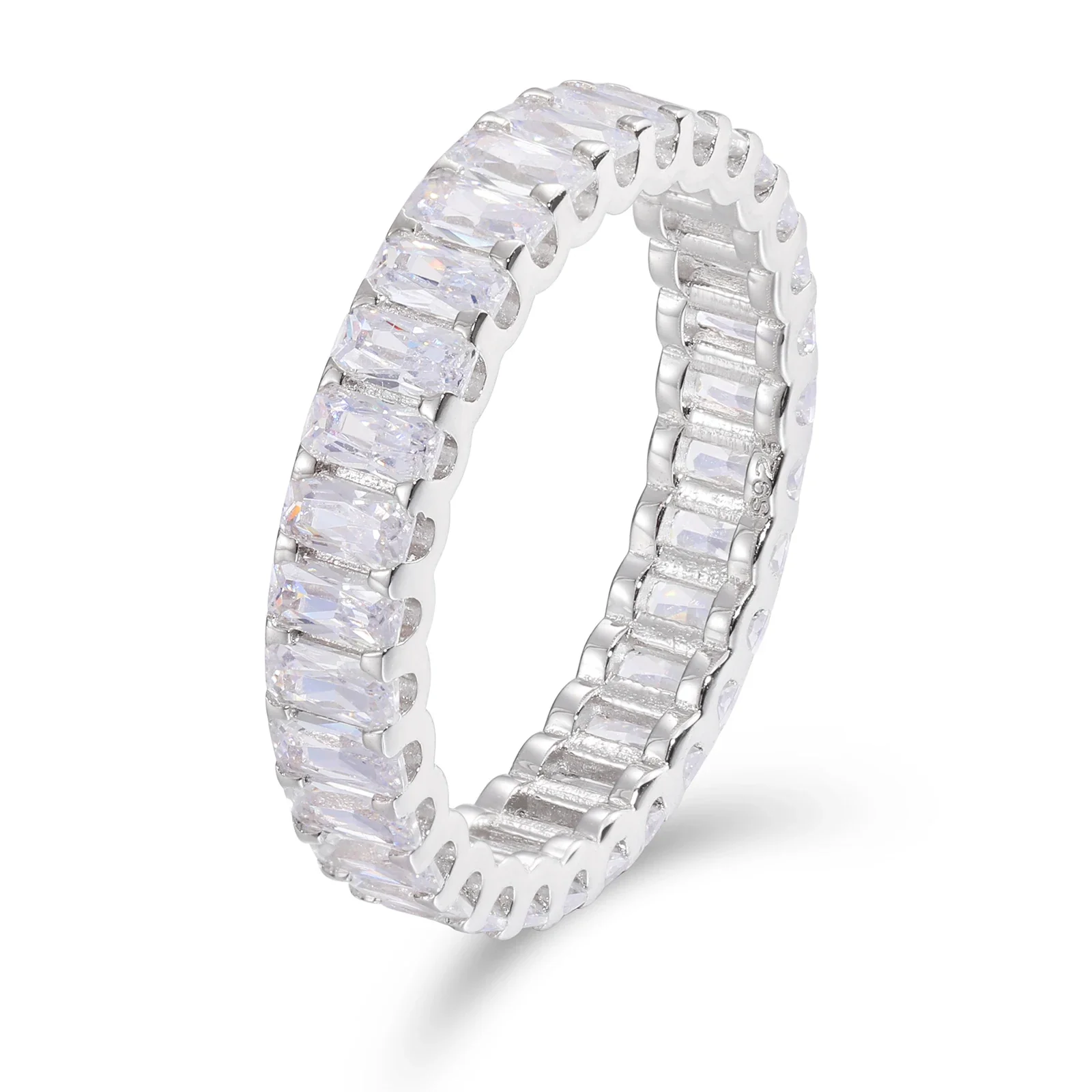 MOISSANITE DIAMOND BAND RING IN STERLING SILVER - Image 4