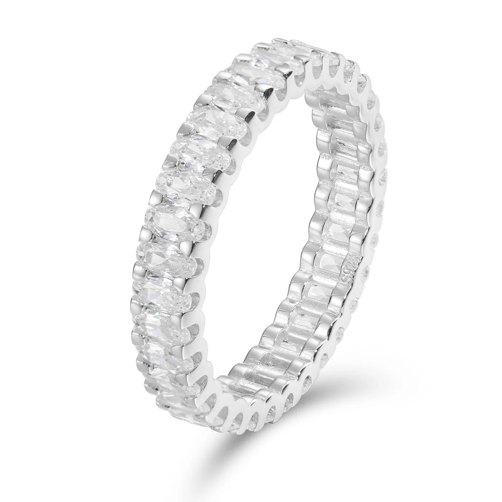 MOISSANITE DIAMOND BAND RING IN STERLING SILVER - Image 6