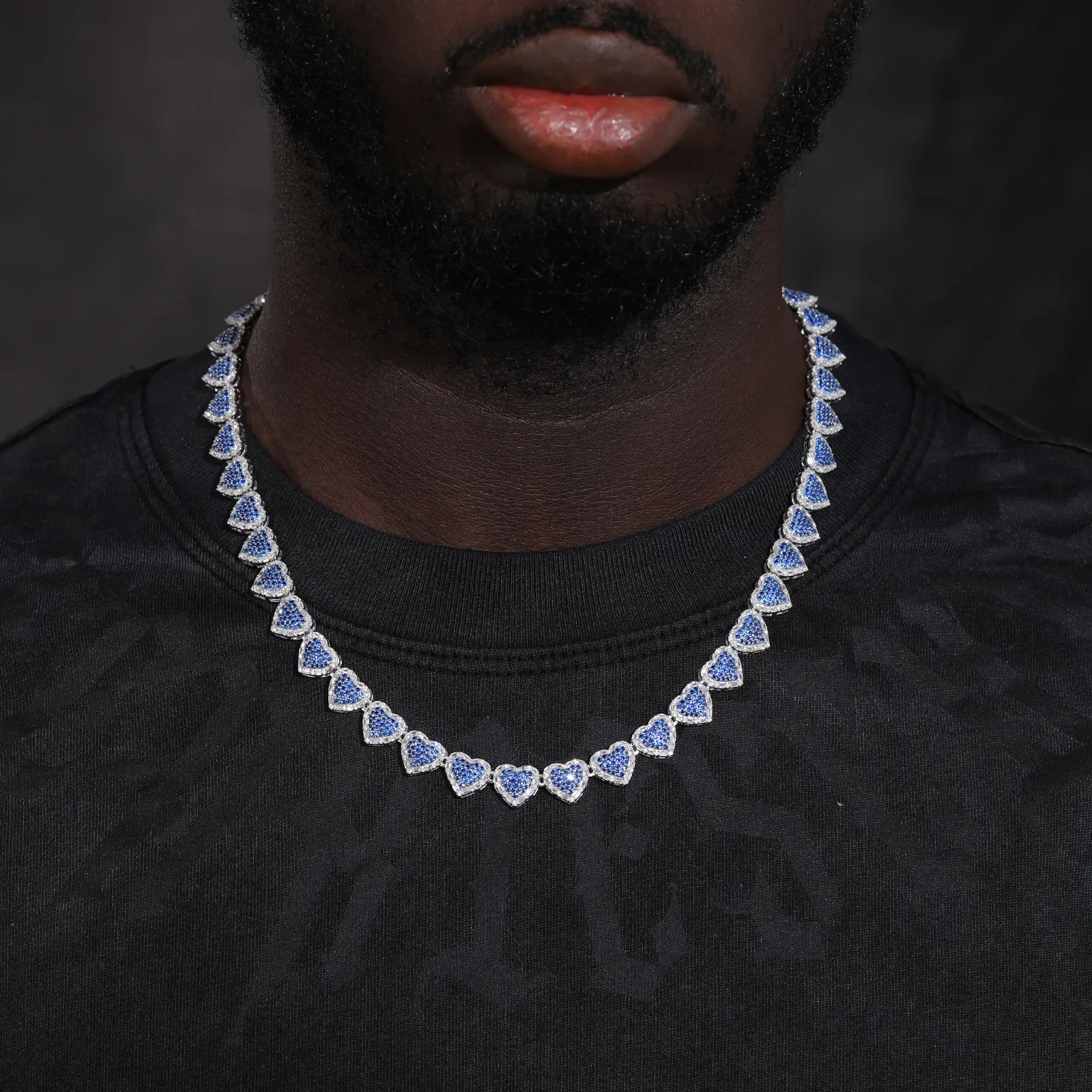 MOISSANITE HEART TENNIS CHAIN NECKLACE IN STERLING SILVER - Image 3