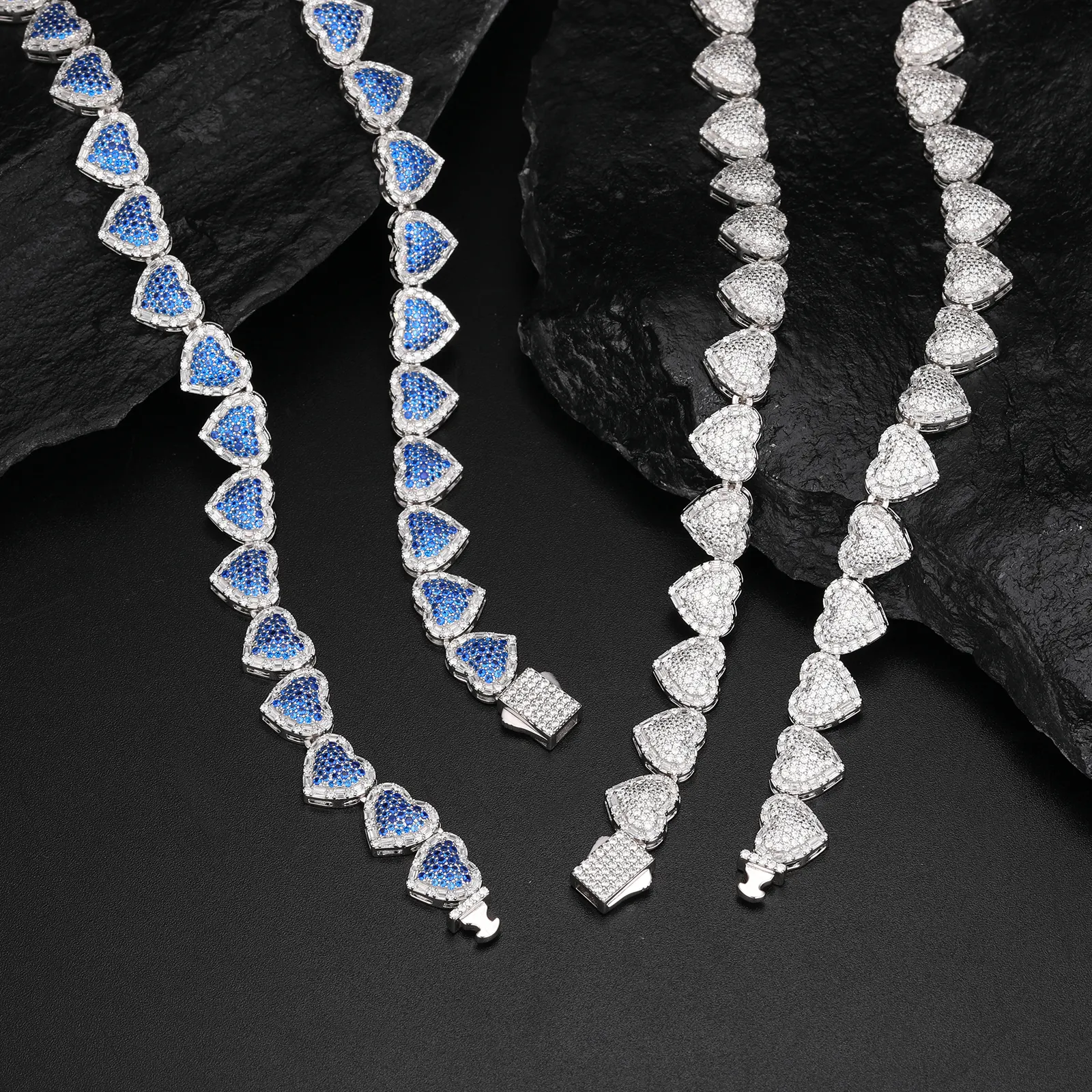 MOISSANITE HEART TENNIS CHAIN NECKLACE IN STERLING SILVER - Image 4